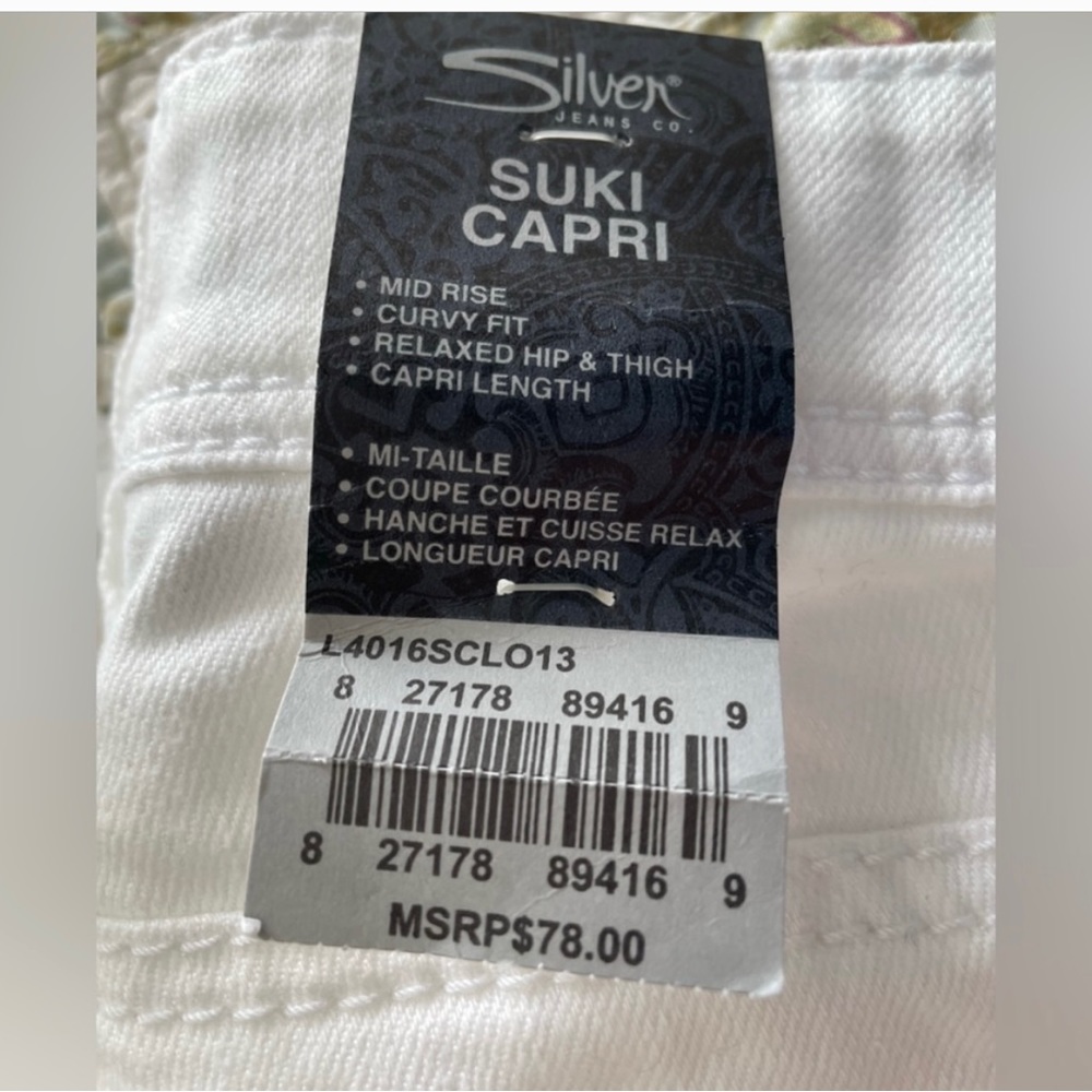 Suki capri white capris size 29 NWT